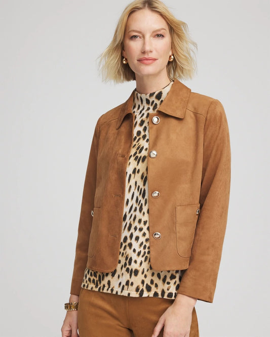 Chico's Women | Suede Cropped Jacket BURNT SIENNA