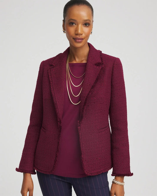 Chico's Women | Tweed Fringe Blazer DEEP CHIANTI