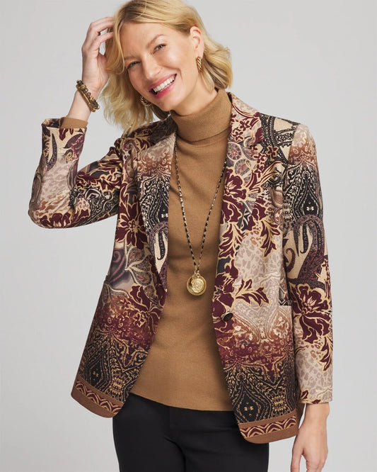 Chico's Women | Artisanal Print Ponte Blazer GRAPHITE GRAY