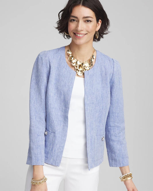 Chico's Women | Collarless Linen Blazer BLUE