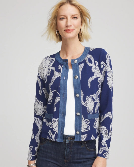 Chico's Women | Floral Lady Jacket DUSKY BLUE