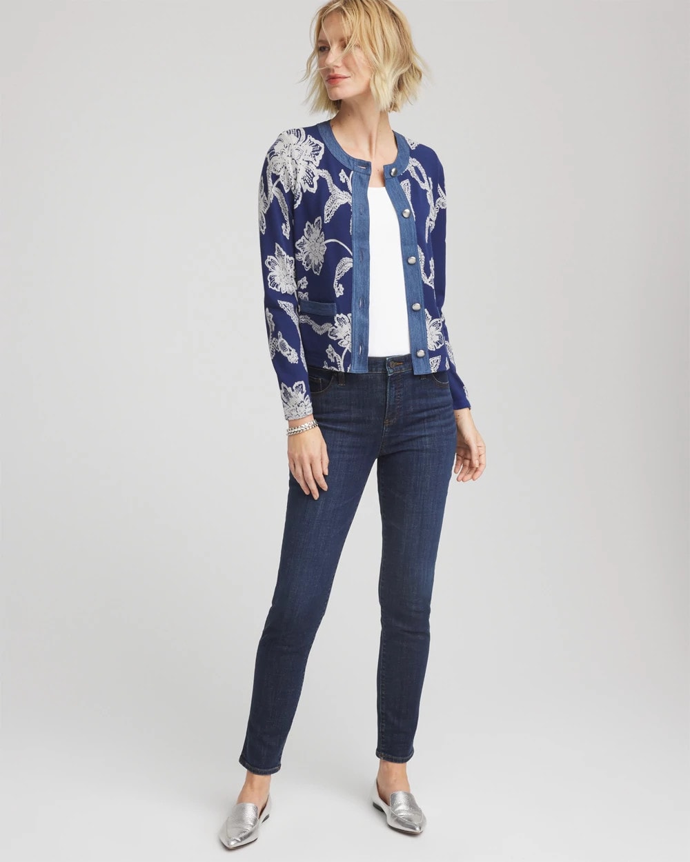 Chico's Women | Floral Lady Jacket DUSKY BLUE