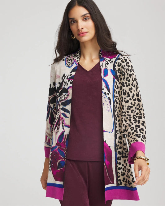 Chico's Women | Travelers™ Collection Artisanal Cardigan BLACKENED BURGUNDY