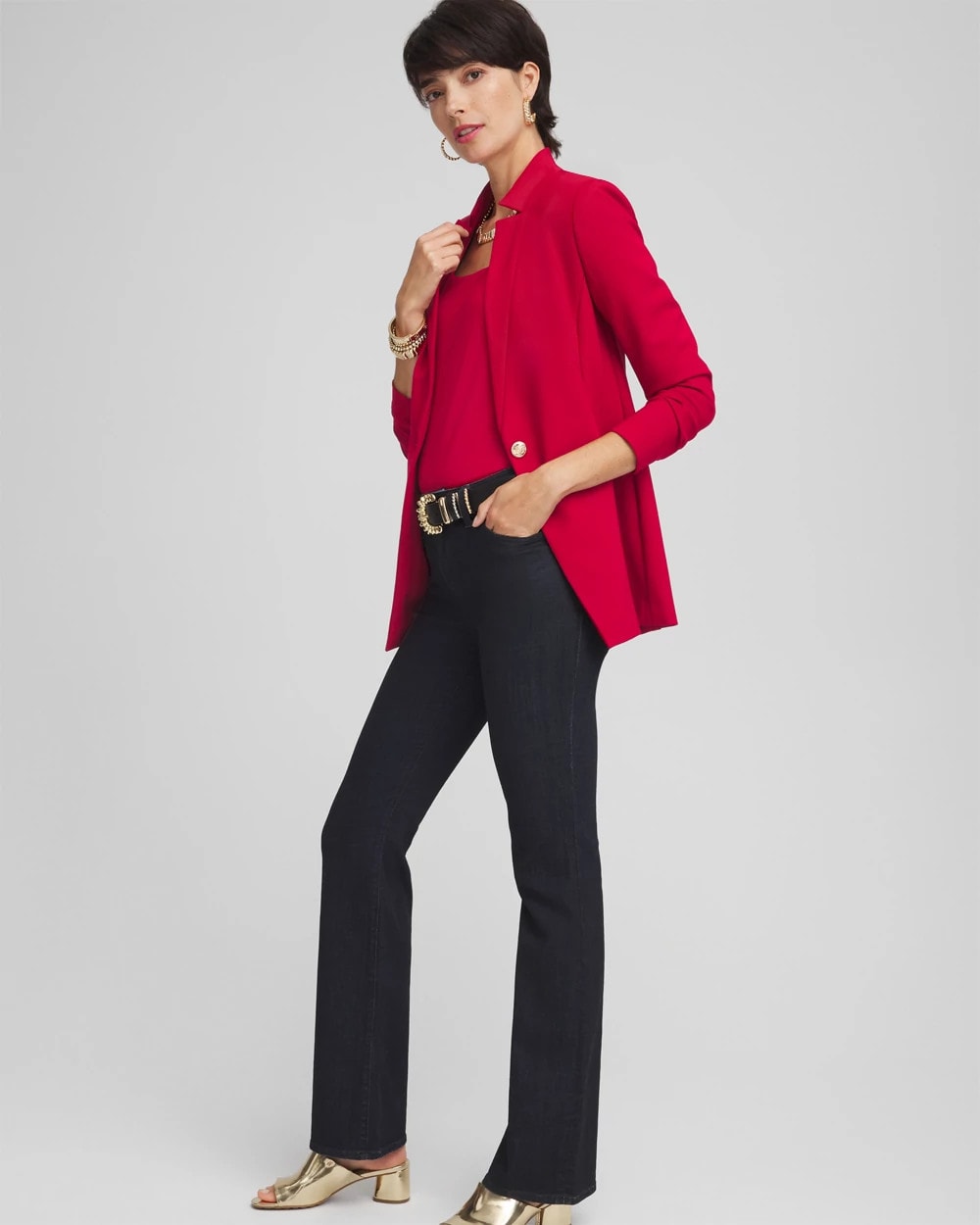 Chico's Women | Ponte Blazer RED ALLURE
