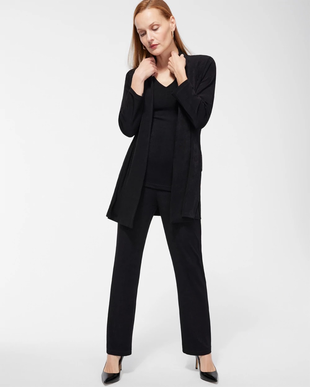 Chico's Women | Travelers™ Classic Long Knit Jacket TRAVELERS BLACK