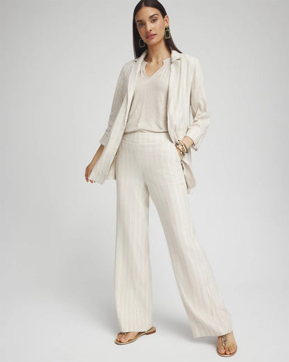 Chico's Women | Linen Blend Stretch Stripe Blazer FLAX