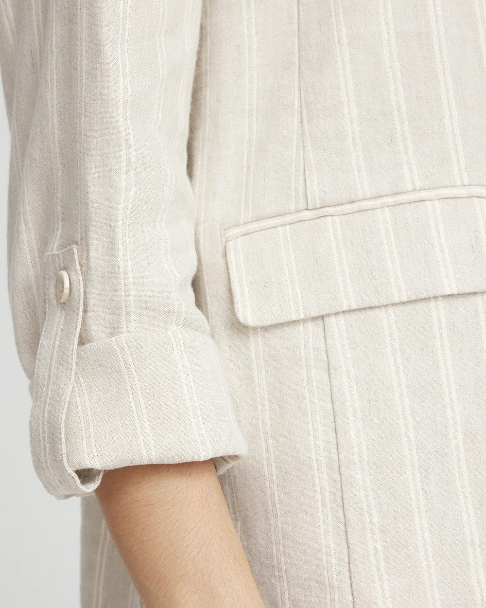 Chico's Women | Linen Blend Stretch Stripe Blazer FLAX