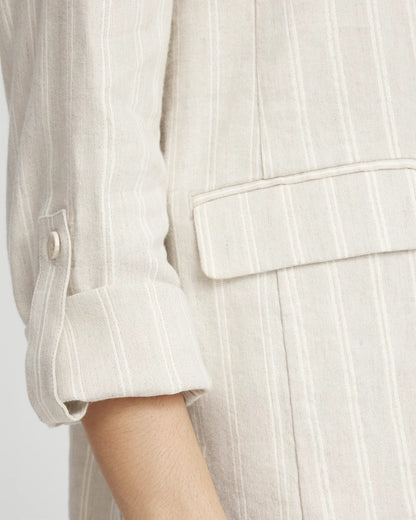 Chico's Women | Linen Blend Stretch Stripe Blazer FLAX