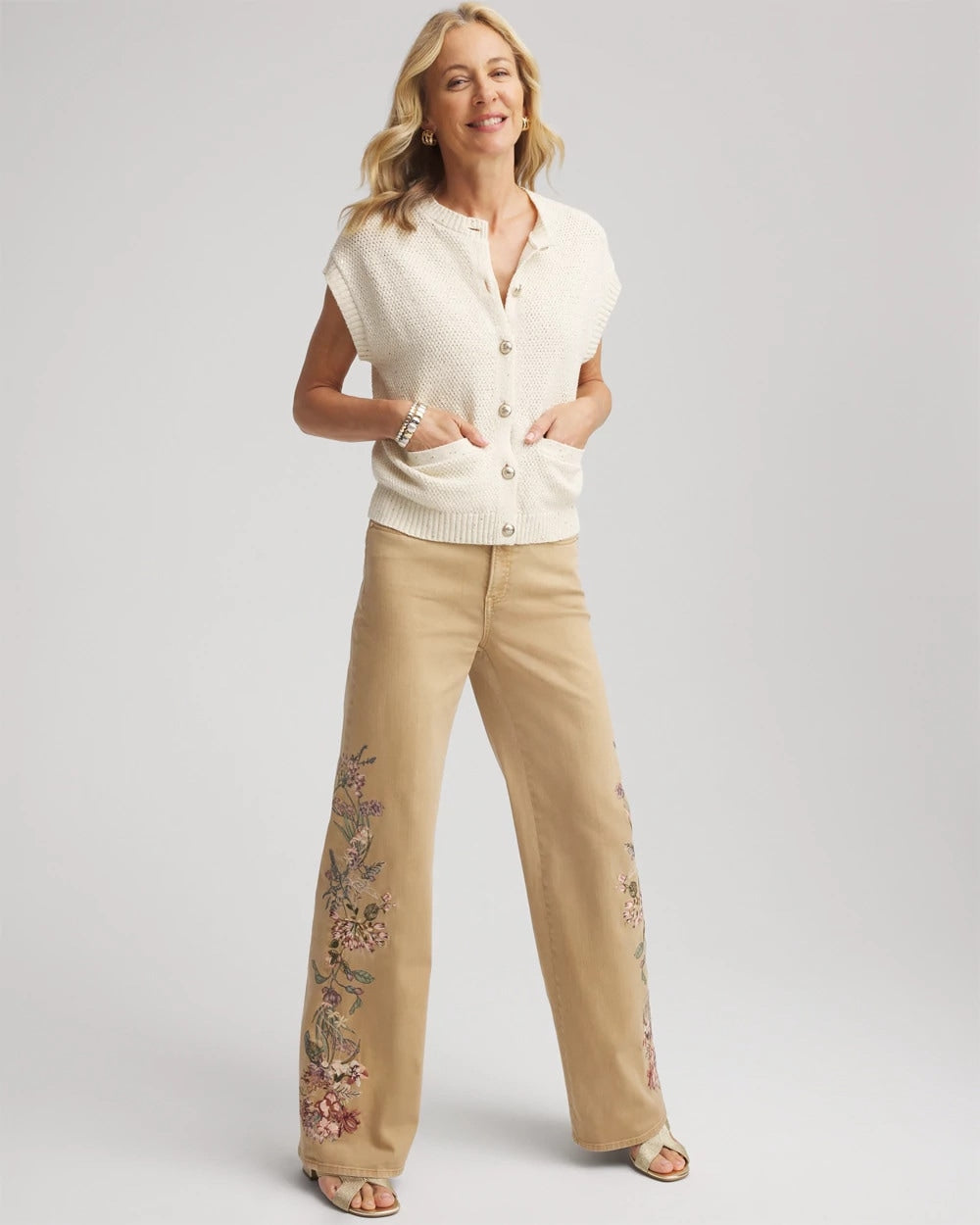 Chico's Women | Button-Up Sweater Vest GOLD