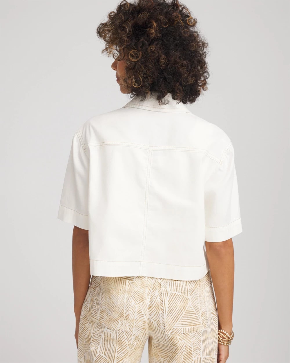 Chico's Women | Soft-Stretch Short Cotton Shacket ECRU