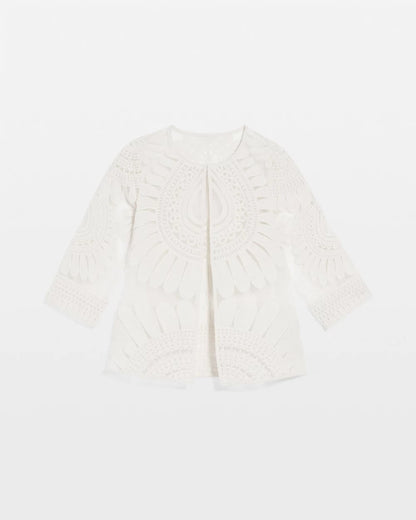 Chico's Women | Travelers™ Collection Embroidered 3/4 Sleeve Jacket MODERN ECRU