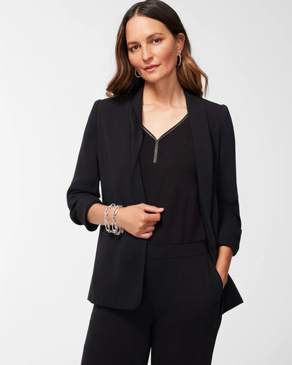 Chico's Women | Ruched Sleeve Blazer BLACK