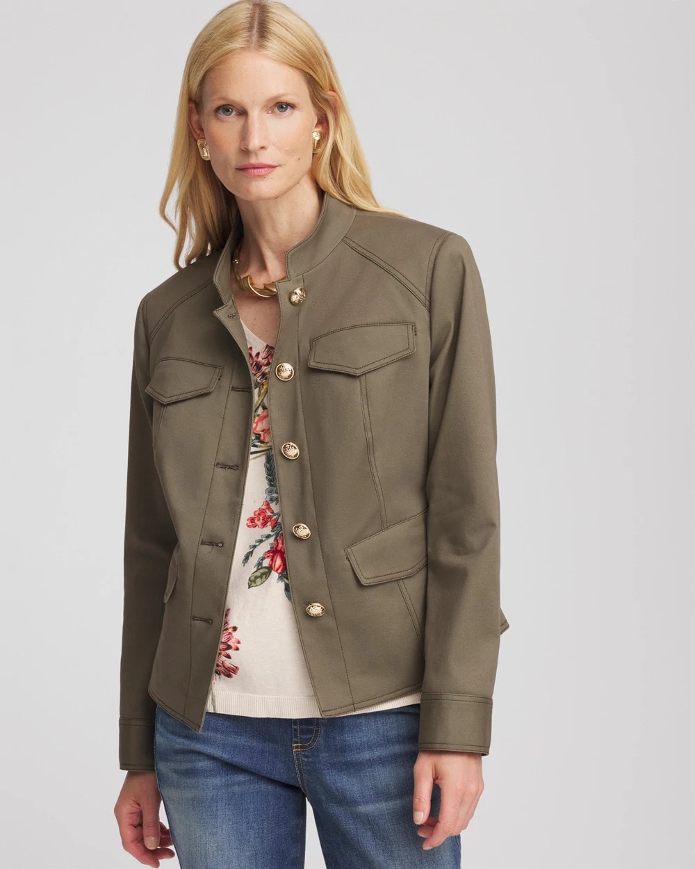 Chico's Women | Peplum Field Jacket NETTLE LEAF