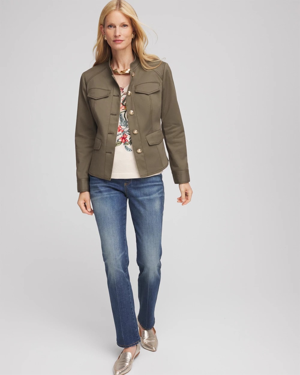 Chico's Women | Peplum Field Jacket NETTLE LEAF