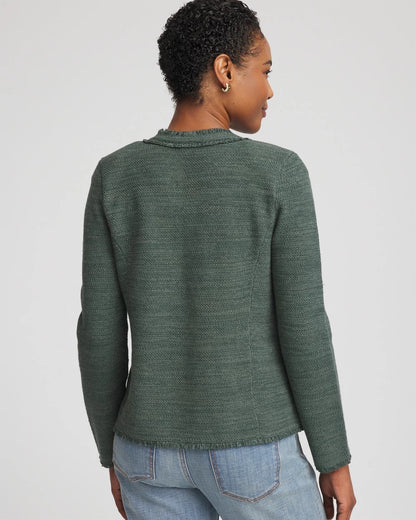 Chico's Women | Embroidered Cotton-Blend Jacket DARKEST SPRUCE