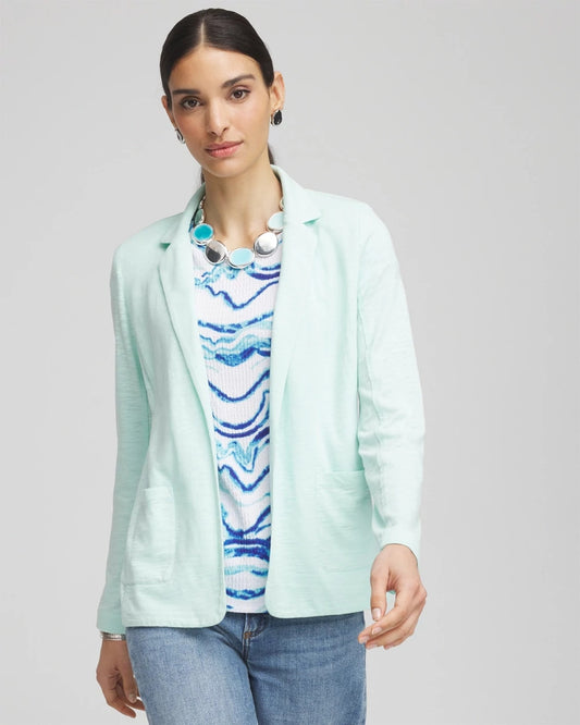 Chico's Women | Slub Knit Blazer TEAL WATERS