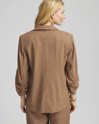 Chico's Women | Linen Stretch Blazer TEAKWOOD