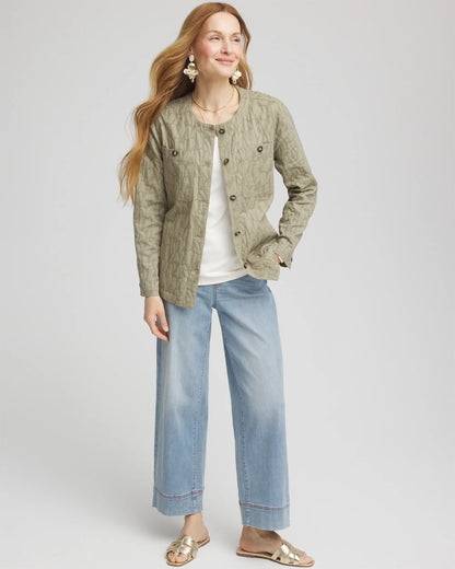 Chico's Women | Jacquard Gauze Belted Field Jacket WASHED SAGE