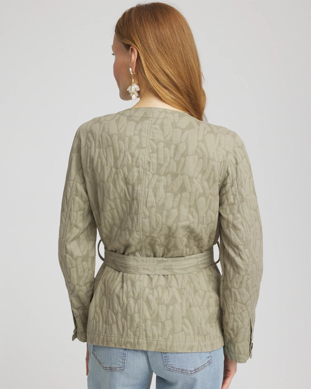Chico's Women | Jacquard Gauze Belted Field Jacket WASHED SAGE
