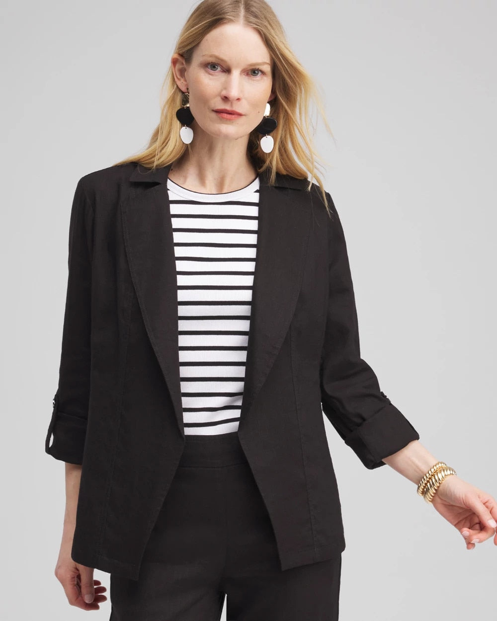Chico's Women | Linen Blend Stretch Blazer BLACK