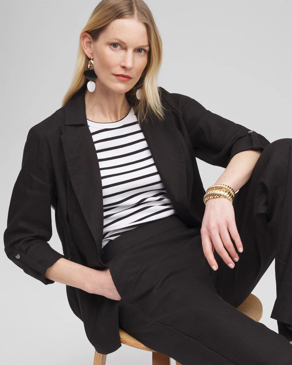 Chico's Women | Linen Blend Stretch Blazer BLACK