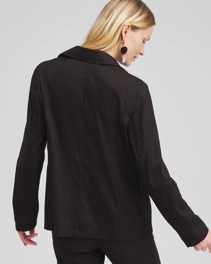 Chico's Women | Linen Blend Stretch Blazer BLACK