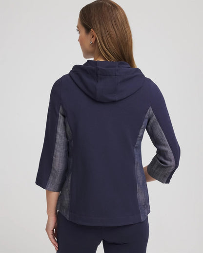 Chico's Women | Zenergy® French Terry & Chambray Jacket PASSPORT BLUE