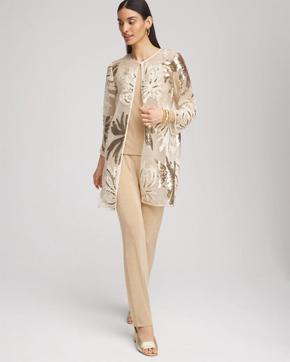 Chico's Women | Travelers™ Collection Sequin-Mesh Jacket MODERN ECRU
