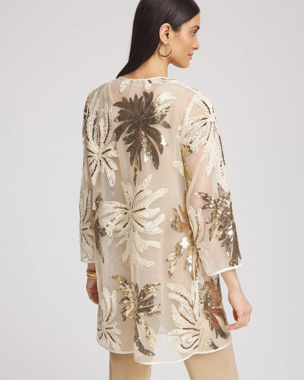 Chico's Women | Travelers™ Collection Sequin-Mesh Jacket MODERN ECRU