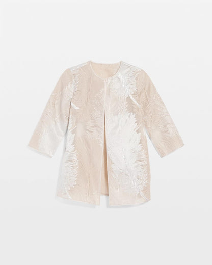 Chico's Women | Travelers™ Collection Metallic 3/4 Sleeve Jacket CAFE AROMA