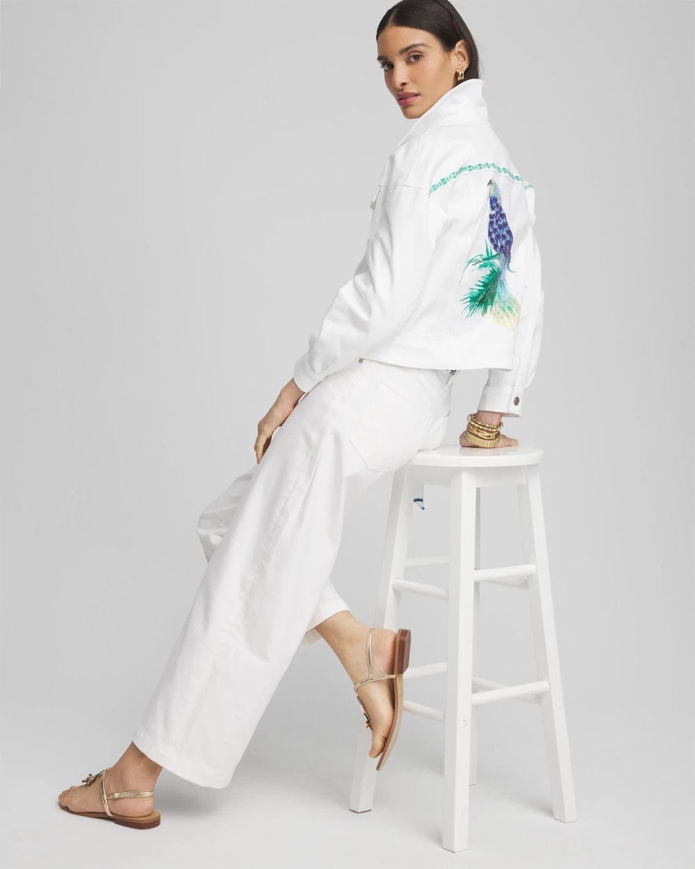 Chico's Women | Embroidered Relaxed Denim Jacket ALABASTER