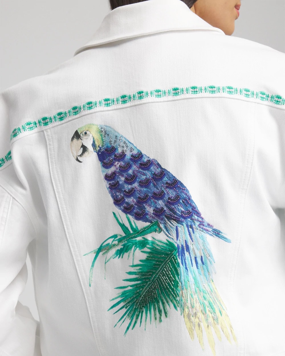 Chico's Women | Embroidered Relaxed Denim Jacket ALABASTER