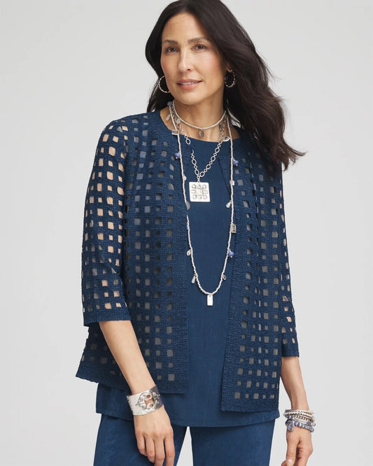 Chico's Women | Travelers™ Collection Cutout Crush Jacket BLUE CASA