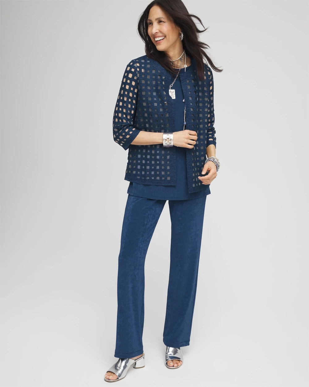 Chico's Women | Travelers™ Collection Cutout Crush Jacket BLUE CASA