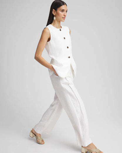 Chico's Women | Linen Button-Front Shirt Vest ALABASTER