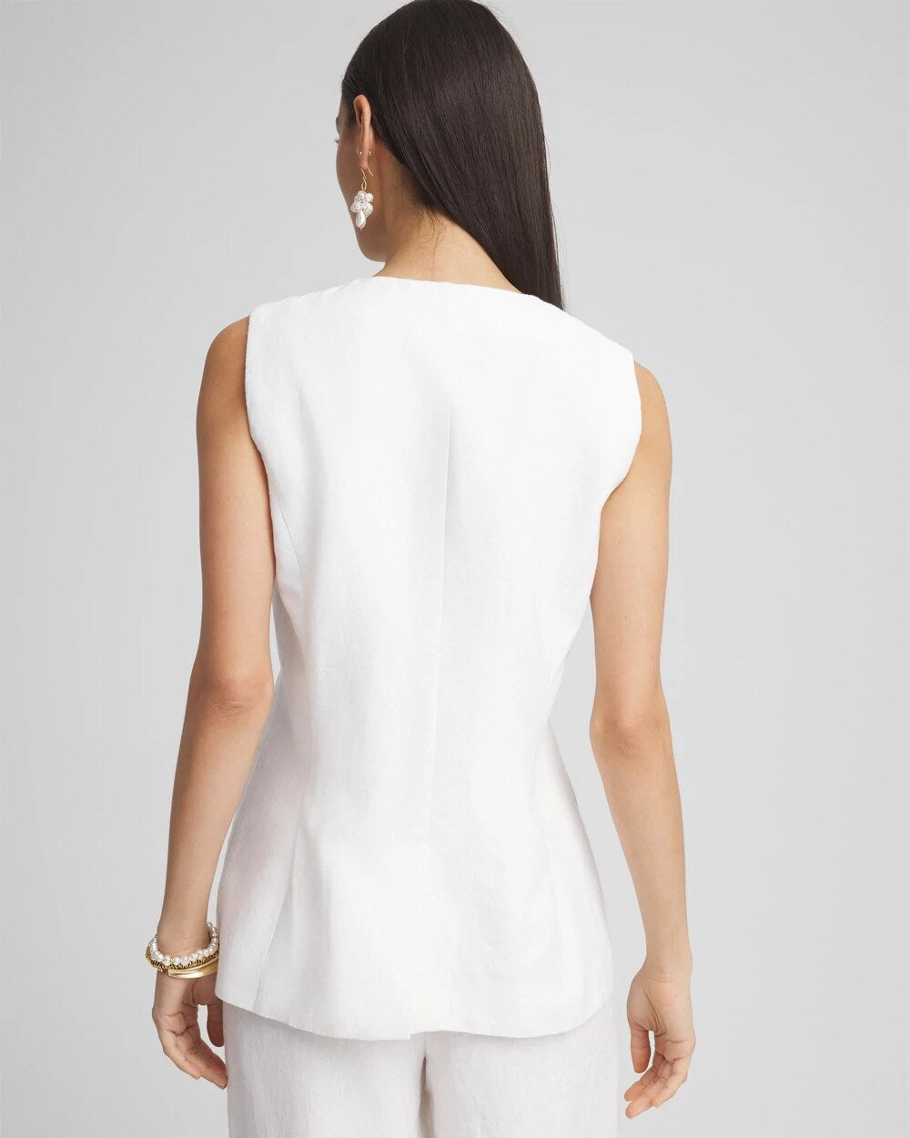 Chico's Women | Linen Button-Front Shirt Vest ALABASTER