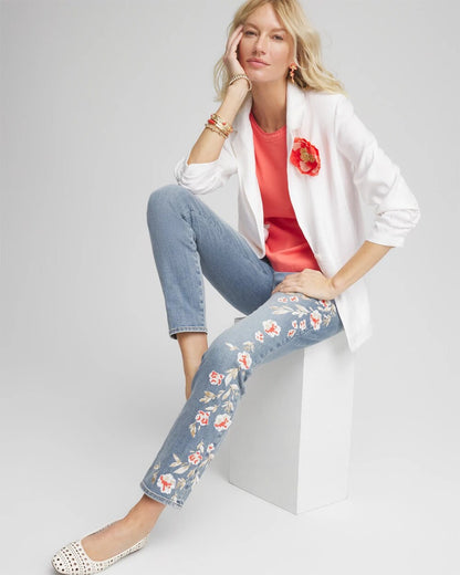 Chico's Women | Linen Stretch Blazer ALABASTER