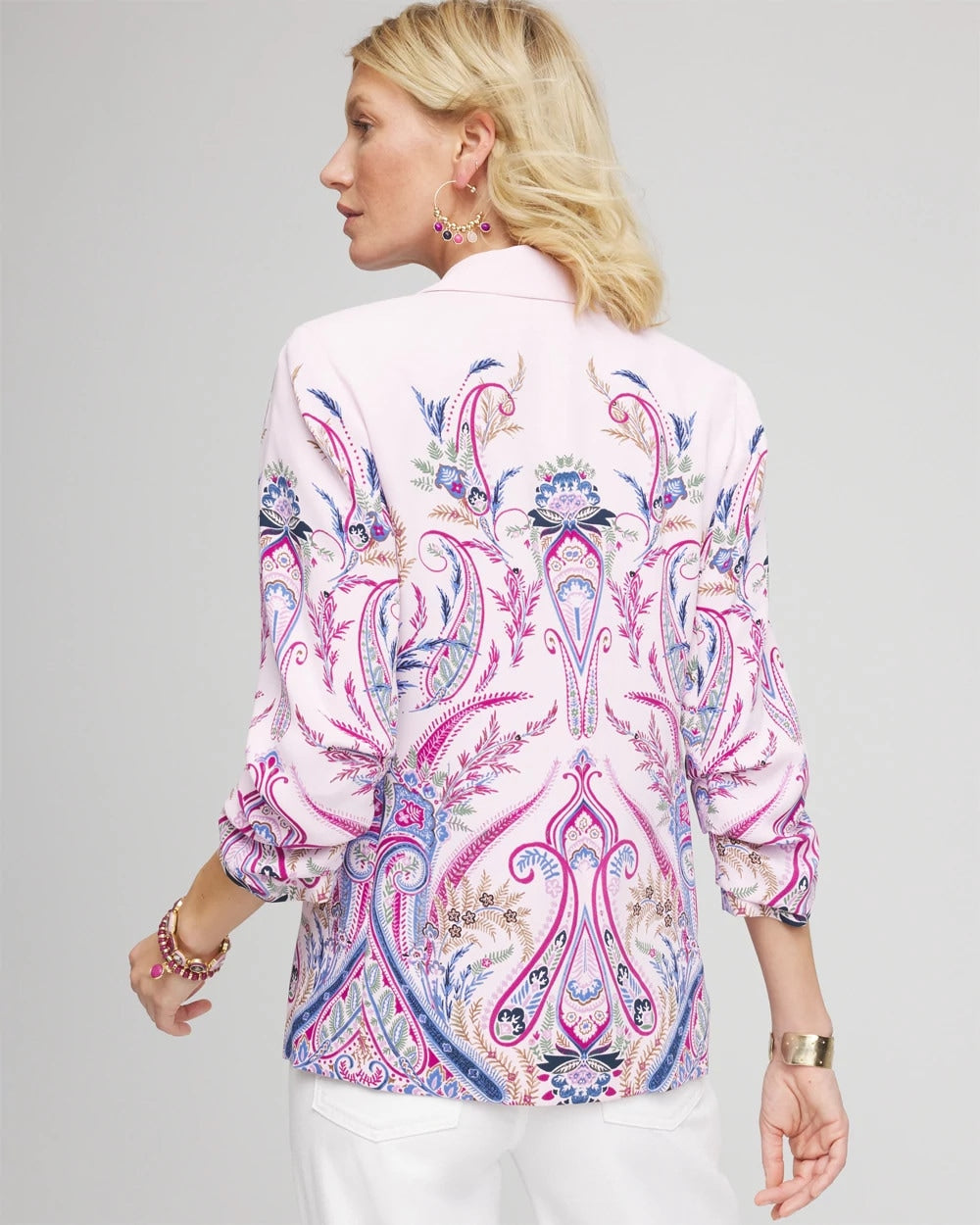 Chico's Women | Ruched Sleeve Paisley Blazer LAVENDER SKIES