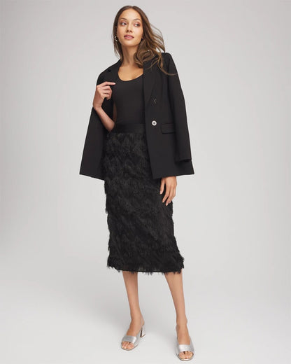 Chico's Women | Chevron Fringe Party Skirt BLACK