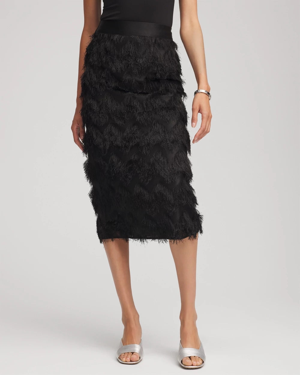 Chico's Women | Chevron Fringe Party Skirt BLACK