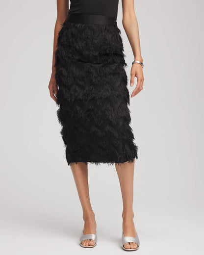 Chico's Women | Chevron Fringe Party Skirt BLACK