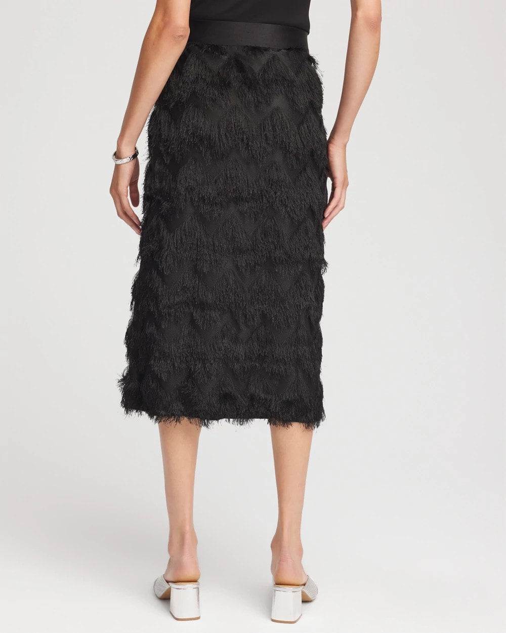 Chico's Women | Chevron Fringe Party Skirt BLACK