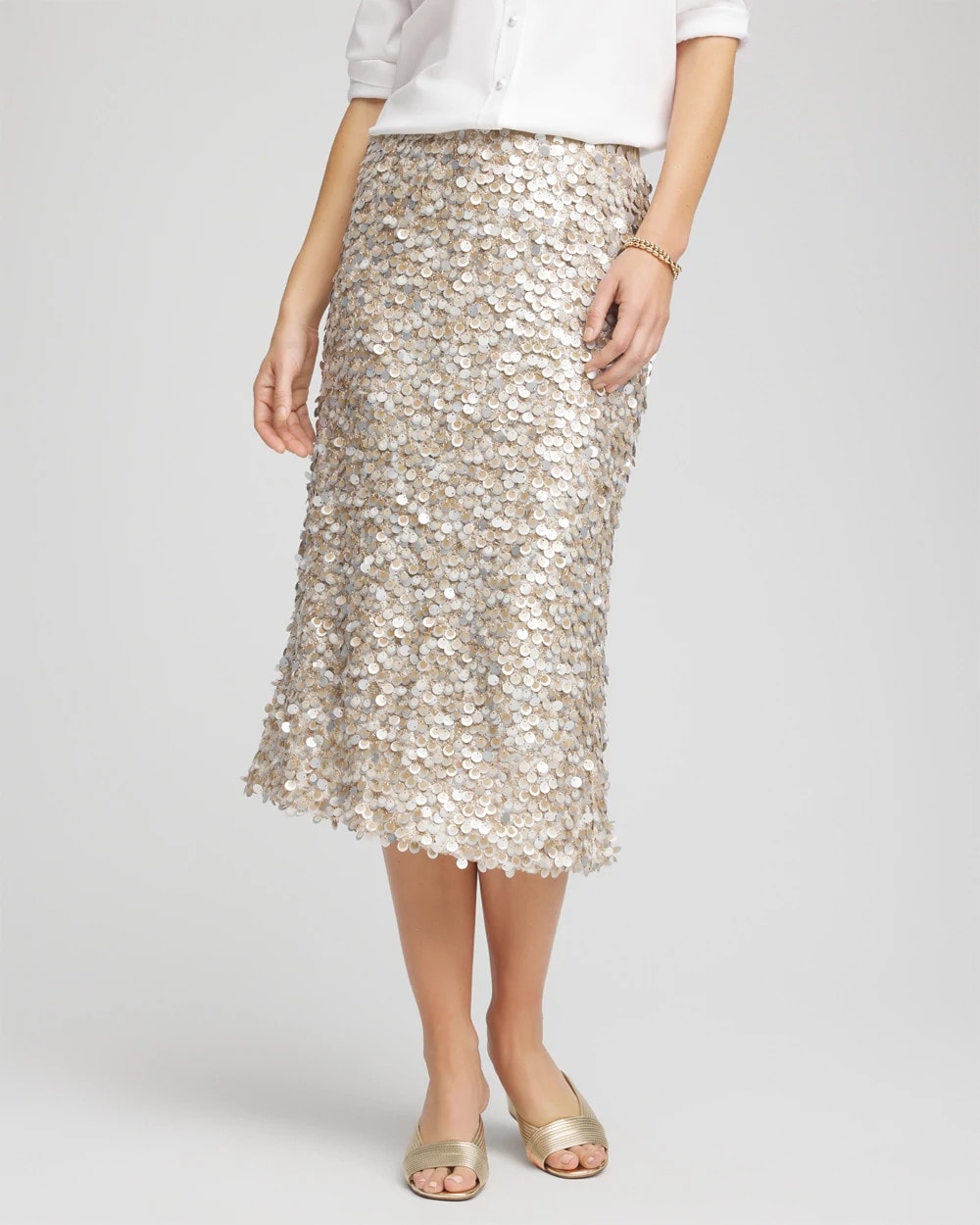 Chico's Women | Sequins Party Pencil Skirt CHAMPAGNE FIZZ