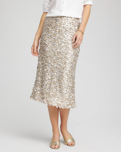 Chico's Women | Sequins Party Pencil Skirt CHAMPAGNE FIZZ