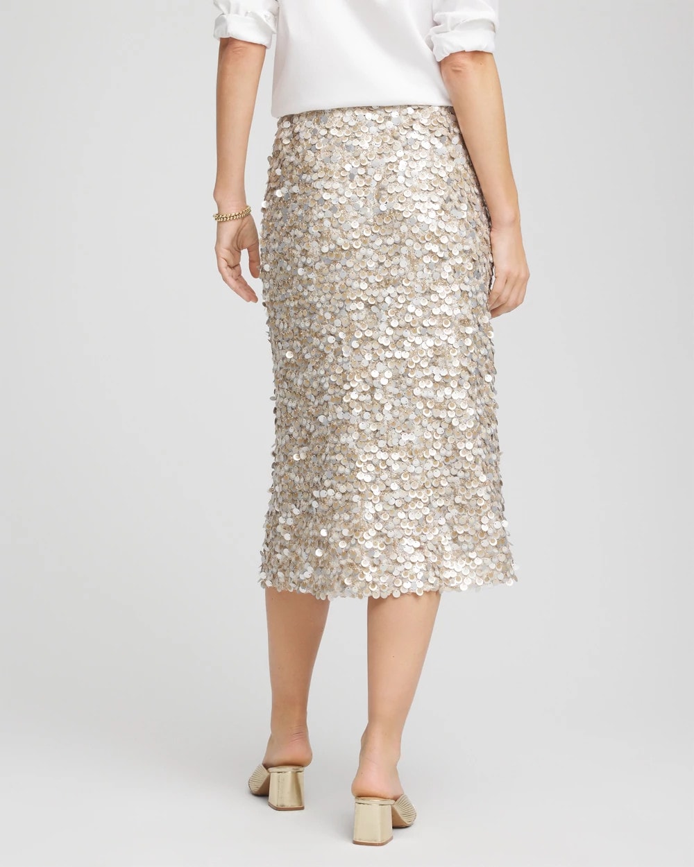 Chico's Women | Sequins Party Pencil Skirt CHAMPAGNE FIZZ
