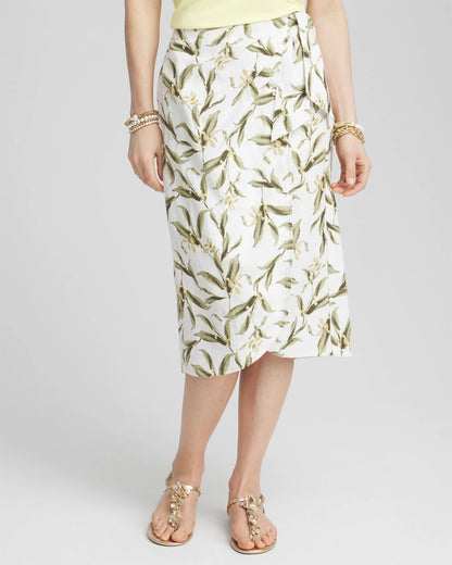 Chico's Women | Linen Midi Wrap Skirt ALABASTER