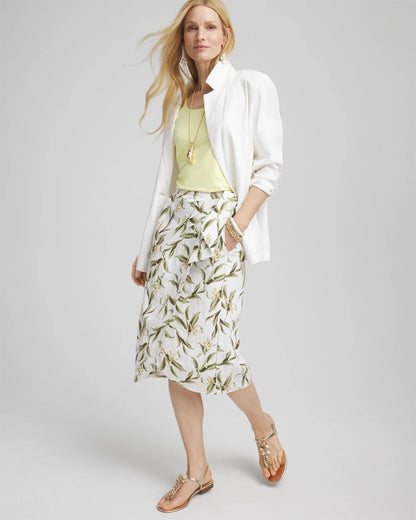 Chico's Women | Linen Midi Wrap Skirt ALABASTER