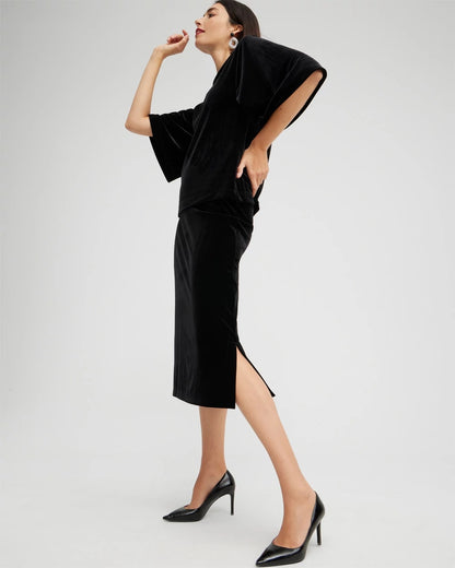 Chico's Women | Travelers™ Velvet Midi Skirt TRAVELERS BLACK