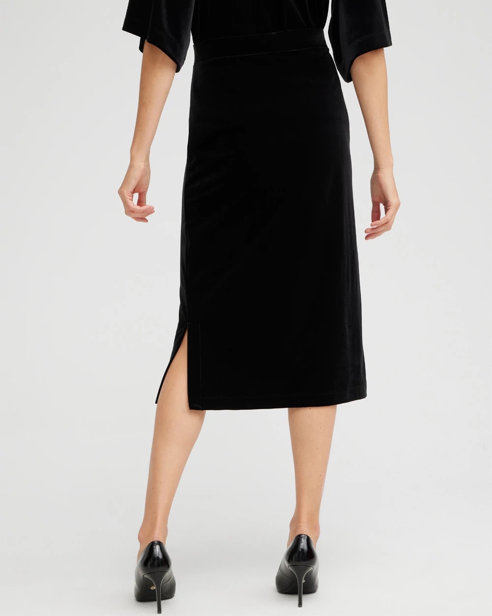 Chico's Women | Travelers™ Velvet Midi Skirt TRAVELERS BLACK