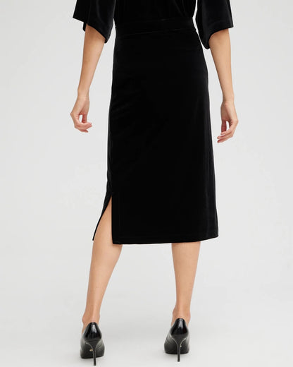Chico's Women | Travelers™ Velvet Midi Skirt TRAVELERS BLACK